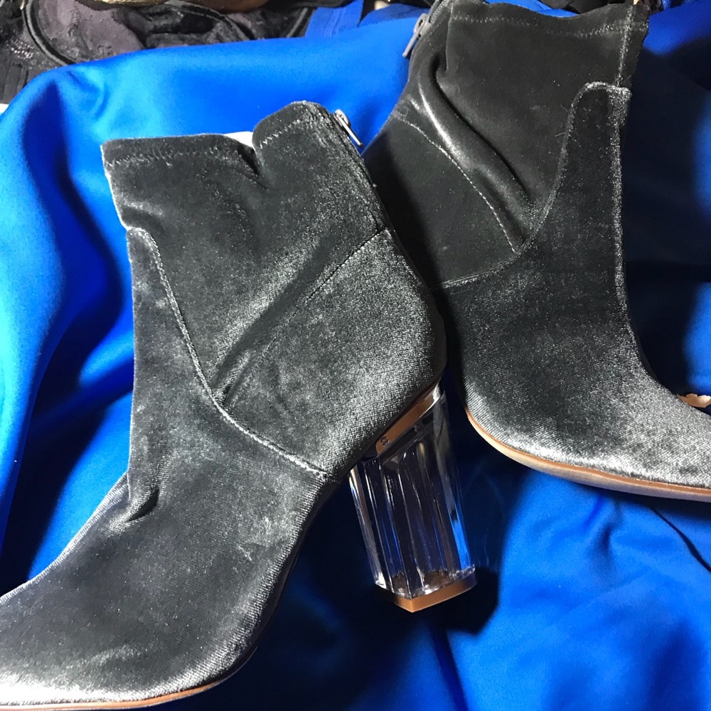Grey clear heeled ankle boots Size 10 - Picture 5 of 6